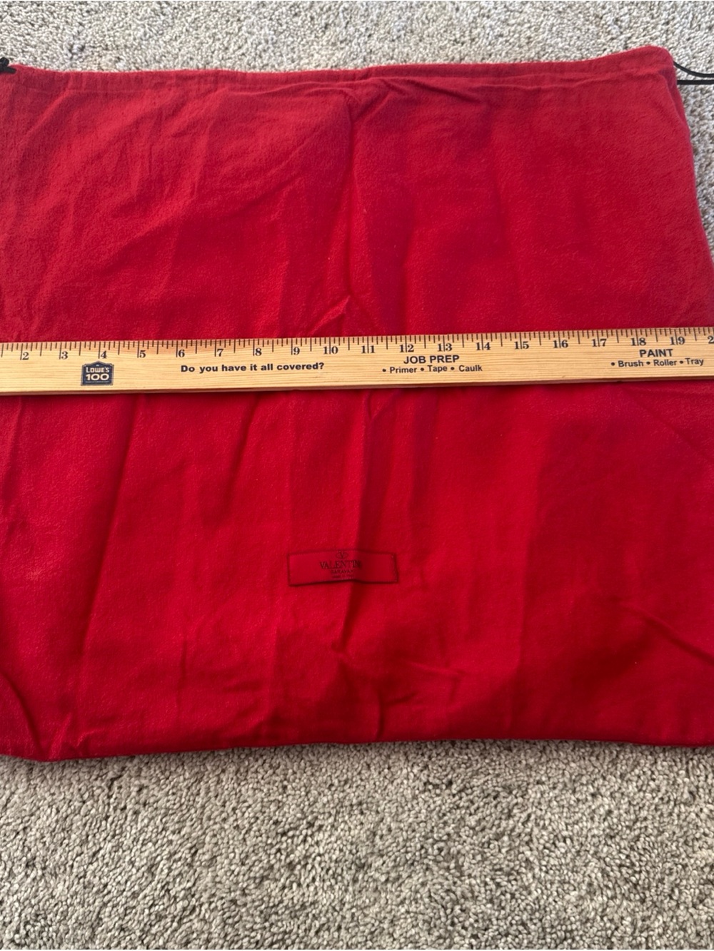 Valentino Garavani Large Red Flannel Thick Draw string Dust Bag 19x20 Luxury - Picture 8 of 8